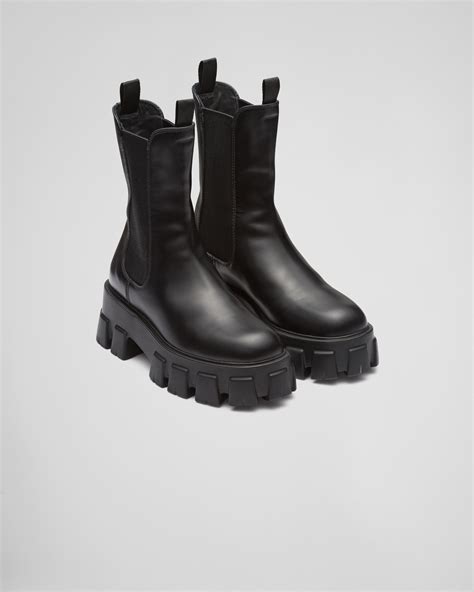 prada monolith boots patent leather|Prada monolith gabardine boots.